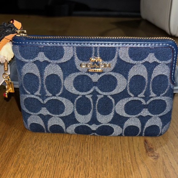 Coach Handbags - Coach denim cherry wristlet